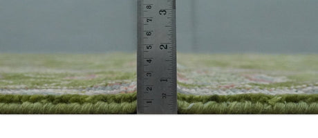 Hand Knotted Green and Silver Traditional Multi Size Antique Wool Area Rug