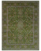 Hand Knotted Green and Silver Traditional Multi Size Antique Wool Area Rug