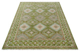 Hand Knotted Green, Ivory and Silver Oriental Traditional Multi Size Wool Area Rug