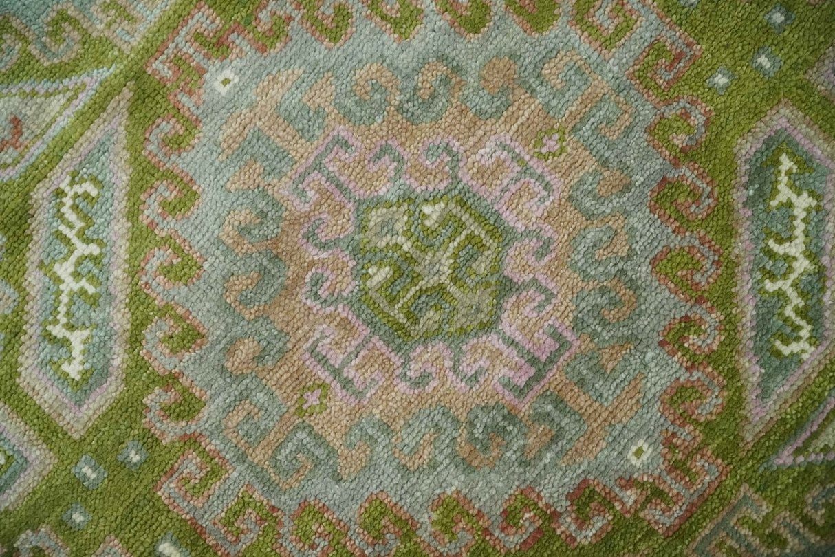 Hand Knotted Green, Ivory and Silver Oriental Traditional Multi Size Wool Area Rug