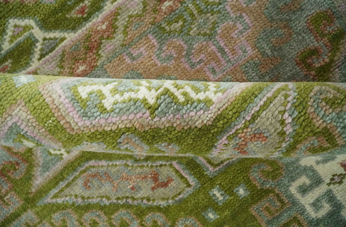 Hand Knotted Green, Ivory and Silver Oriental Traditional Multi Size Wool Area Rug