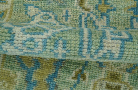Hand Knotted Green, Olive and Teal Traditional Dragon Oushak Design 3x5 wool rug