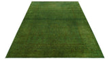 Hand Knotted Green Overdyed Traditional Oushak Design 9x12 Wool Area Rug