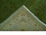 Hand Knotted Green Overdyed Traditional Oushak Design 9x12 Wool Area Rug