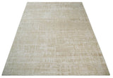 Hand Knotted Ivory and Beige Modern Contemporary Recycled Silk Area Rug
