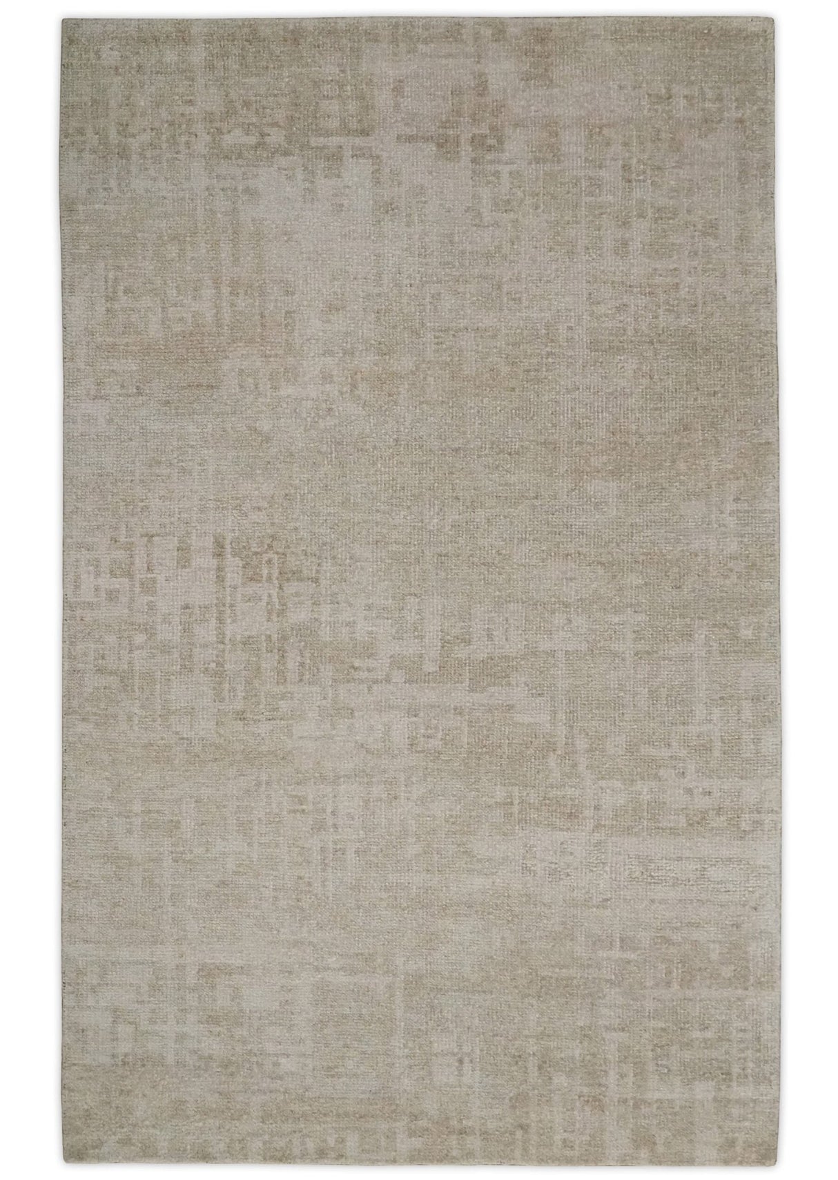 Hand Knotted Ivory and Beige Modern Contemporary Recycled Silk Area Rug
