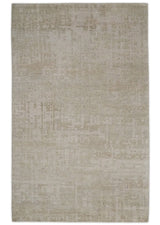 Hand Knotted Ivory and Beige Modern Contemporary Recycled Silk Area Rug