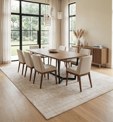 Hand Knotted Ivory and Beige Modern Contemporary Recycled Silk Area Rug