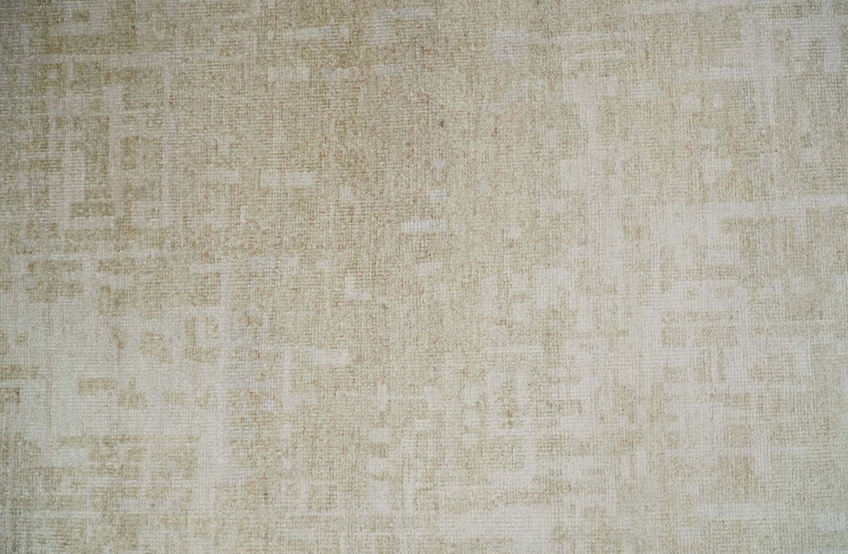 Hand Knotted Ivory and Beige Modern Contemporary Recycled Silk Area Rug