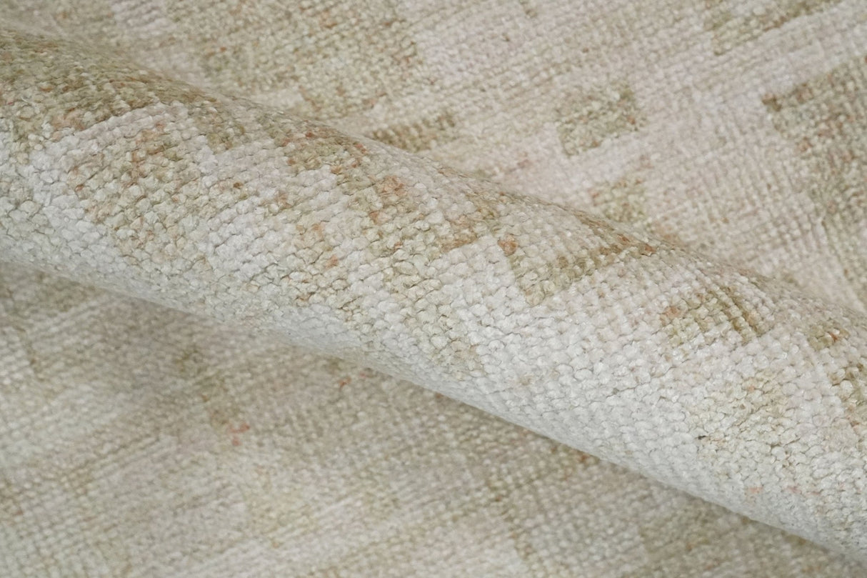 Hand Knotted Ivory and Beige Modern Contemporary Recycled Silk Area Rug