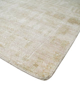 Hand Knotted Ivory and Beige Modern Contemporary Recycled Silk Area Rug