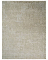 Hand Knotted Ivory and Beige Modern Contemporary Recycled Silk Area Rug