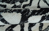 Hand Knotted Ivory and Black Modern Contemporary Recycled Silk Area Rug
