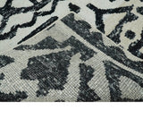 Hand Knotted Ivory and Black Modern Contemporary Recycled Silk Area Rug