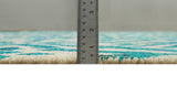 Hand Knotted Ivory and Blue Modern Contemporary Southwestern Tribal Trellis Recycled Silk Area Rug