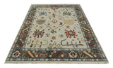 Hand Knotted Ivory and Charcoal Traditional Oriental Oushak Multi size Wool Area Rug