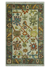 Hand Knotted Ivory and Charcoal Traditional Oriental Oushak Multi size Wool Area Rug