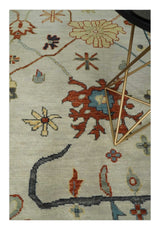 Hand Knotted Ivory and Charcoal Traditional Oriental Oushak Multi size Wool Area Rug