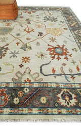 Hand Knotted Ivory and Charcoal Traditional Oriental Oushak Multi size Wool Area Rug