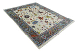 Hand Knotted Ivory and Gray Traditional Oushak Multi Size Wool Area Rug