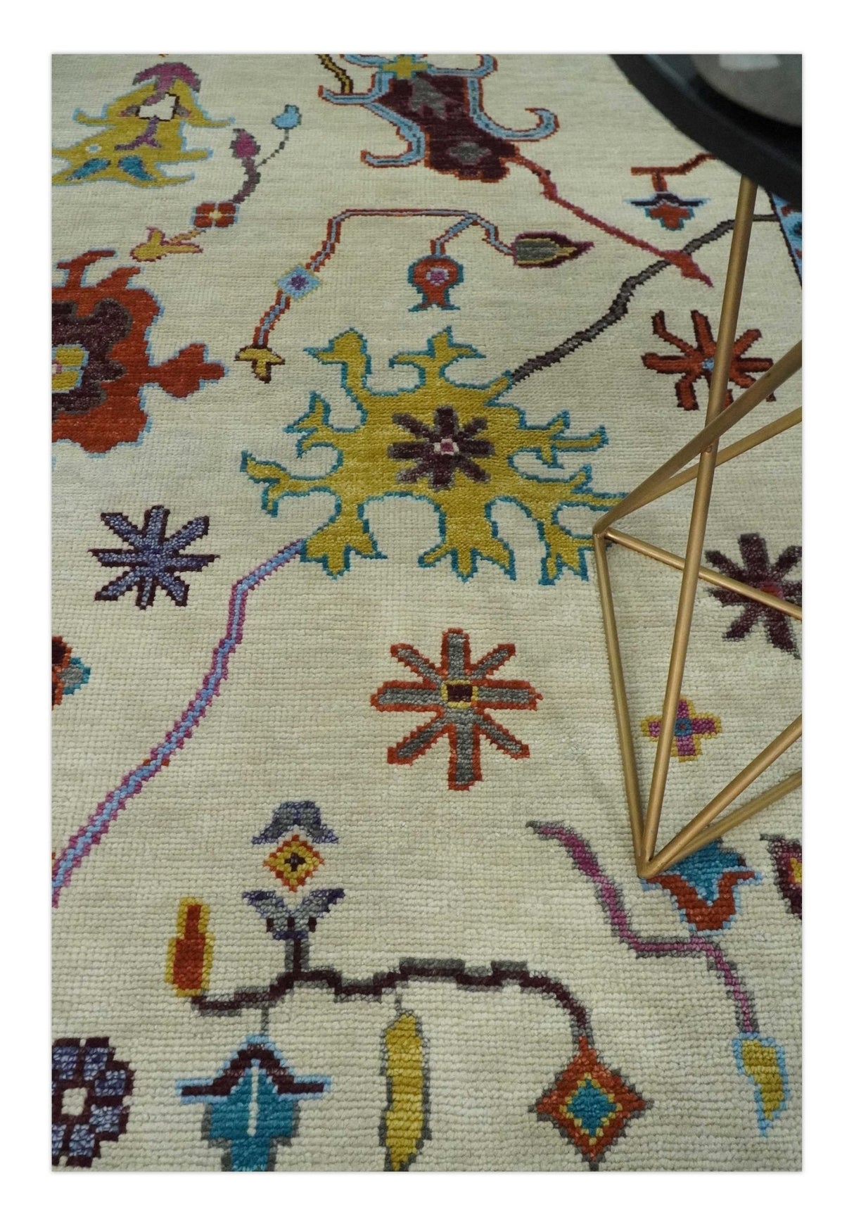 Hand Knotted Ivory and Gray Traditional Oushak Multi Size Wool Area Rug