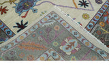 Hand Knotted Ivory and Gray Traditional Oushak Multi Size Wool Area Rug