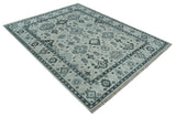 Hand Knotted Ivory And Gray Turkish Design Wool Area Rug