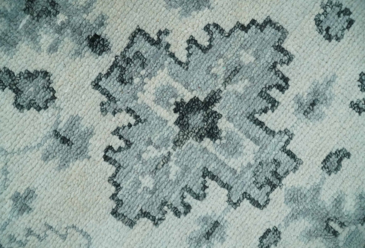 Hand Knotted Ivory And Gray Turkish Design Wool Area Rug