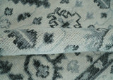 Hand Knotted Ivory And Gray Turkish Design Wool Area Rug