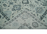 Hand Knotted Ivory And Gray Turkish Design Wool Area Rug