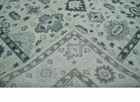 Hand Knotted Ivory And Gray Turkish Design Wool Area Rug