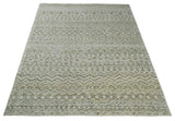 Hand Knotted Ivory, Beige and Brown Modern Contemporary Southwestern Tribal Trellis Recycled Silk Area Rug