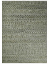 Hand Knotted Ivory, Beige and Brown Modern Contemporary Southwestern Tribal Trellis Recycled Silk Area Rug