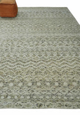 Hand Knotted Ivory, Beige and Brown Modern Contemporary Southwestern Tribal Trellis Recycled Silk Area Rug