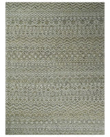 Hand Knotted Ivory, Beige and Brown Modern Contemporary Southwestern Tribal Trellis Recycled Silk Area Rug
