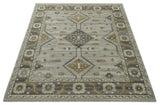 Hand Knotted Ivory, Charcoal and Beige Traditional Floral Multi Size Wool Area Rug