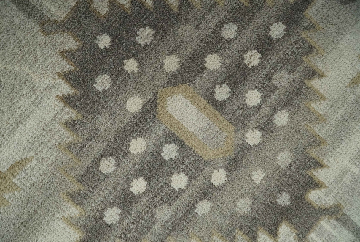 Hand Knotted Ivory, Charcoal and Beige Traditional Floral Multi Size Wool Area Rug