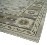 Hand Knotted Ivory, Charcoal and Beige Traditional Floral Multi Size Wool Area Rug