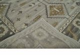 Hand Knotted Ivory, Charcoal and Beige Traditional Floral Multi Size Wool Area Rug