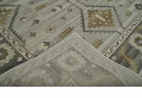 Hand Knotted Ivory, Charcoal and Beige Traditional Floral Multi Size Wool Area Rug