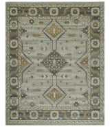 Hand Knotted Ivory, Charcoal and Beige Traditional Floral Multi Size Wool Area Rug