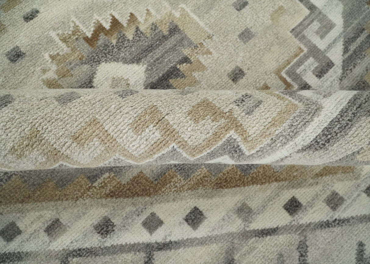 Hand Knotted Ivory, Charcoal and Beige Traditional Medallion Natural Wool Custom Made Area Rug, Kids, Living Room and Bedroom Rug-Parc Decor