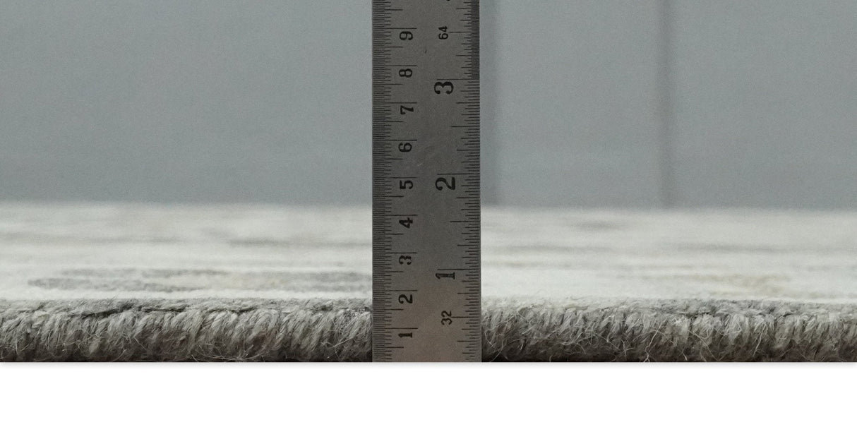 Hand Knotted Ivory, Charcoal and Beige Traditional Medallion Natural Wool Custom Made Area Rug, Kids, Living Room and Bedroom Rug-Parc Decor