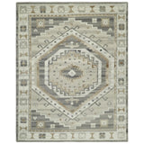 Hand Knotted Ivory, Charcoal and Beige Traditional Medallion Natural Wool Custom Made Area Rug, Kids, Living Room and Bedroom Rug-Parc Decor