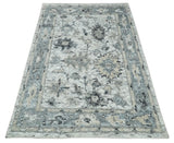 Hand Knotted Ivory, Silver and Beige Traditional Blended Wool Multi Size Rug