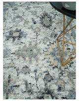 Hand Knotted Ivory, Silver and Beige Traditional Blended Wool Multi Size Rug