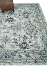 Hand Knotted Ivory, Silver and Beige Traditional Blended Wool Multi Size Rug