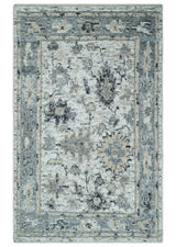 Hand Knotted Ivory, Silver and Beige Traditional Blended Wool Multi Size Rug