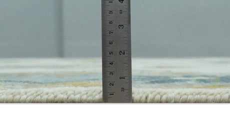 Hand Knotted Ivory, Silver and Blue Traditional Oushak Custom Made Wool Area Rug