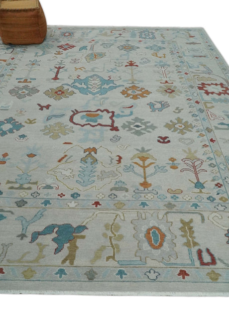 Hand Knotted Ivory Traditional Vintage Style colorful Multi size Oushak Wool Area Rug
